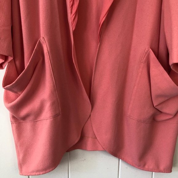 Melissa McCarthy Seven7 Orange Open Front Lightweight Spring Jacket w/Pockets - Picture 7 of 10